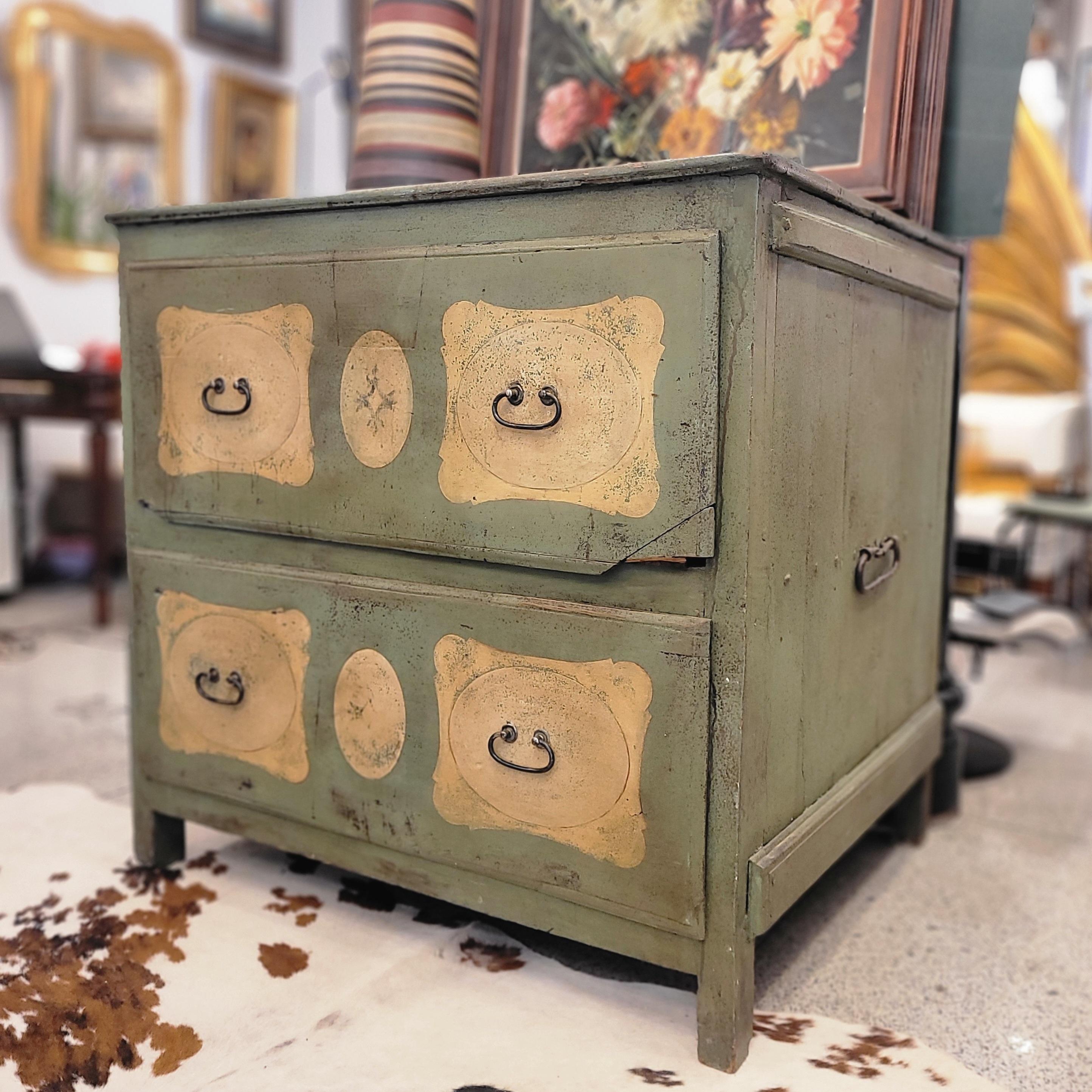 French Provincial green  Beige Commode Chest of drawers For Sale 14