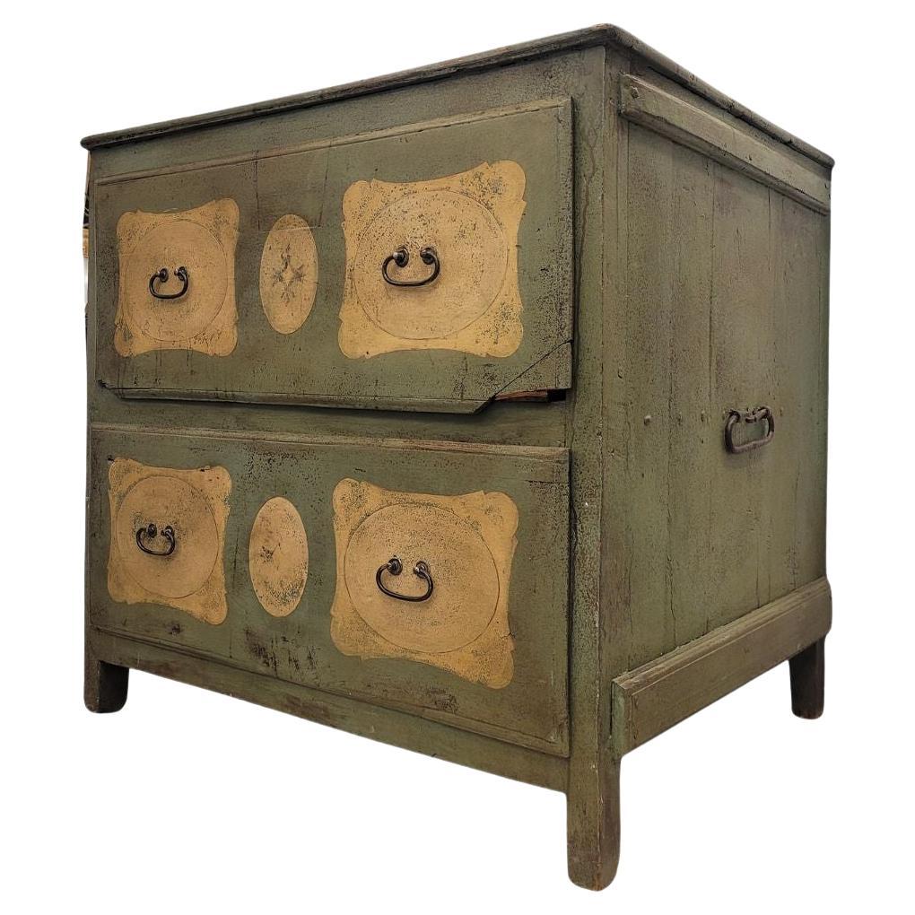 French Provincial green  Beige Commode Chest of drawers For Sale
