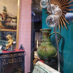 French Provincial  green glazed ceramic Jar  from the south of France  Biot