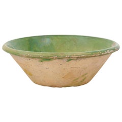 French Provincial Green Glazed Pottery Bowl with Unfinished Belly, circa 1850