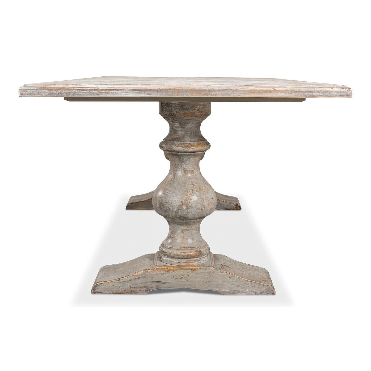 French Provincial Grey Refectory Table For Sale 3