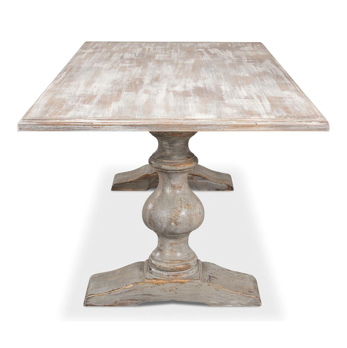 Rustic French Provincial Grey Refectory Table For Sale
