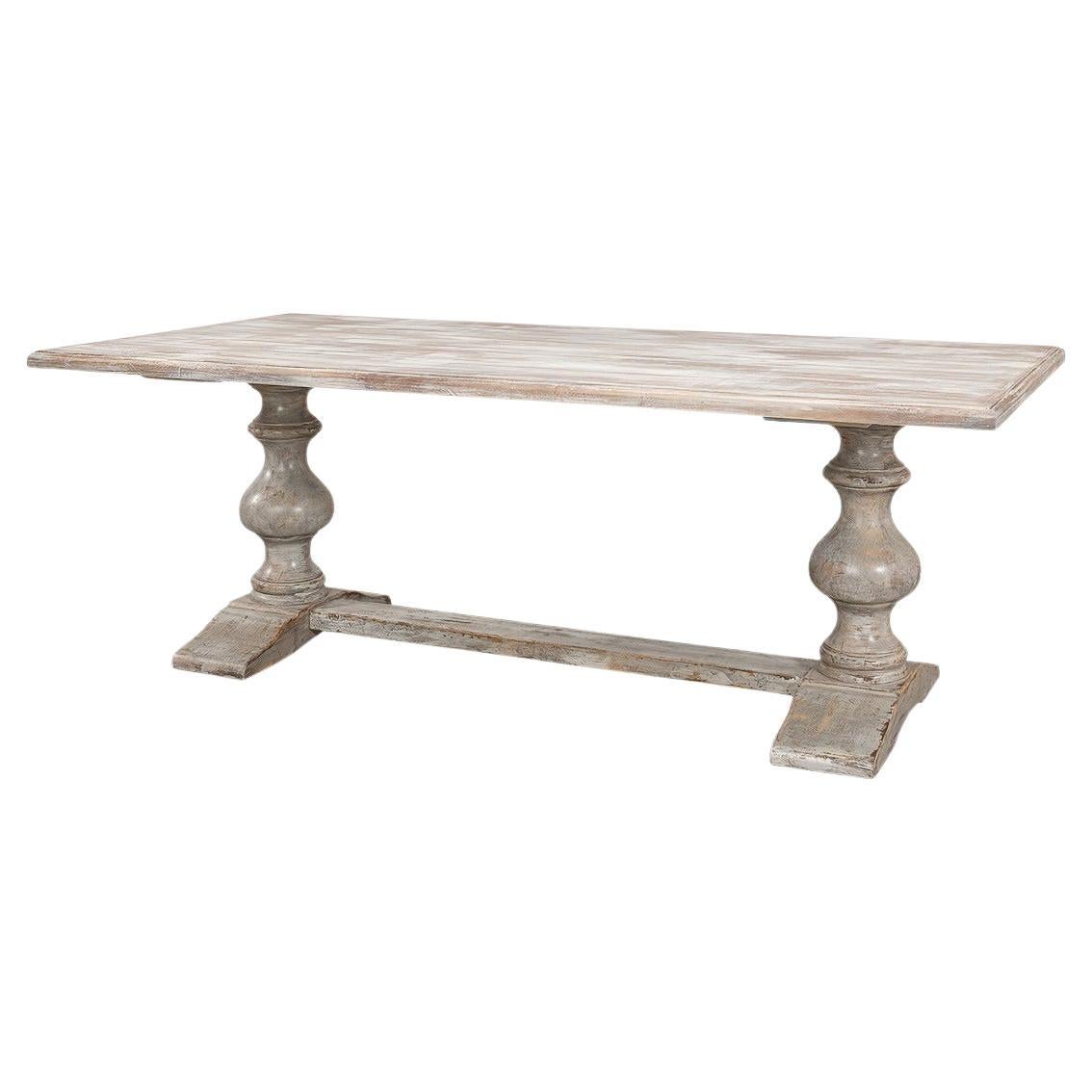 French Provincial Grey Refectory Table For Sale