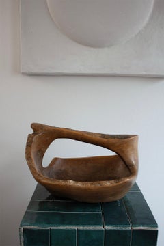 Cesta o frutero provincial francés de madera de olivo tallado a mano