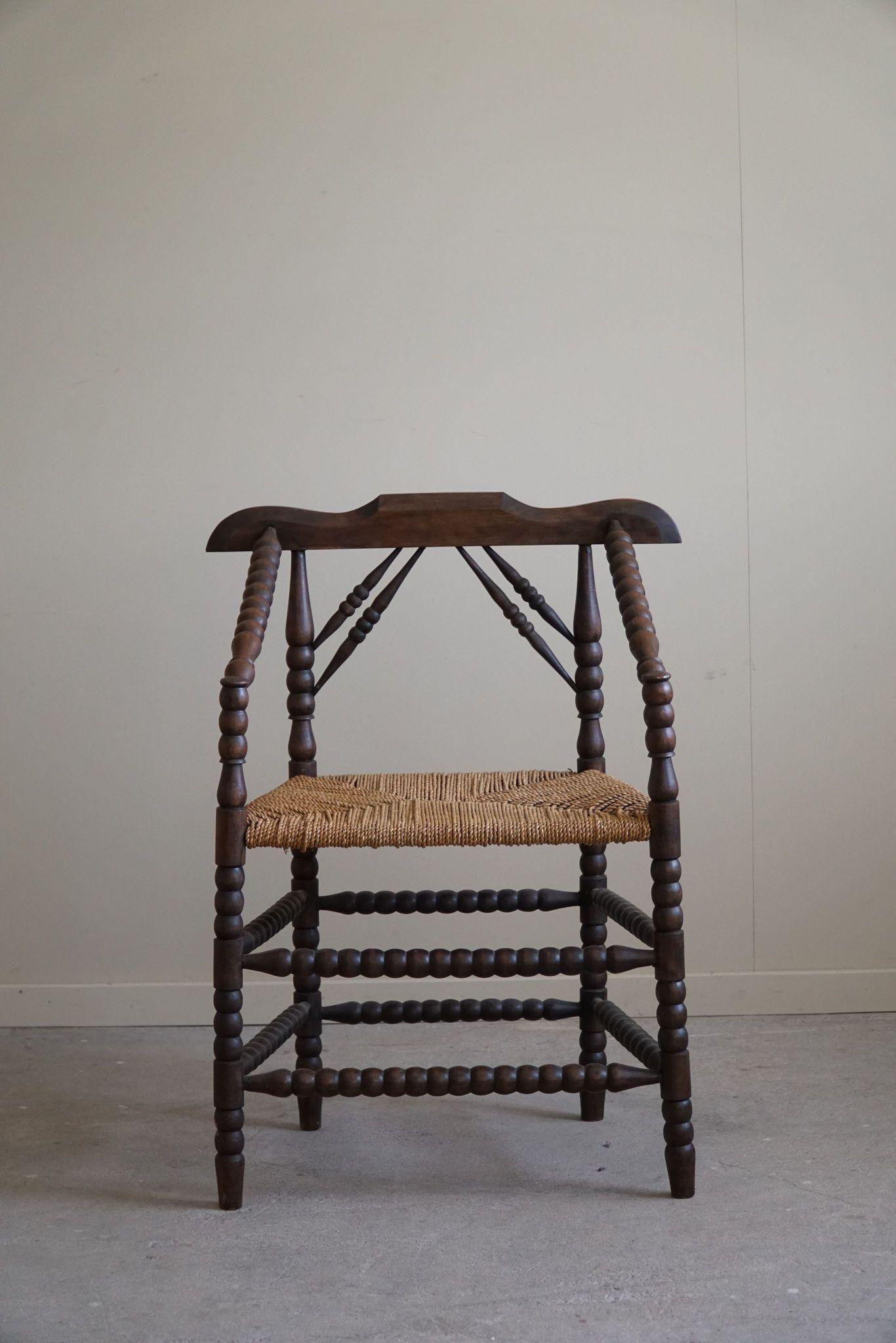 French Provincial Hand Crafted Bobbin Turned Armchair, Mid-20th Century 7