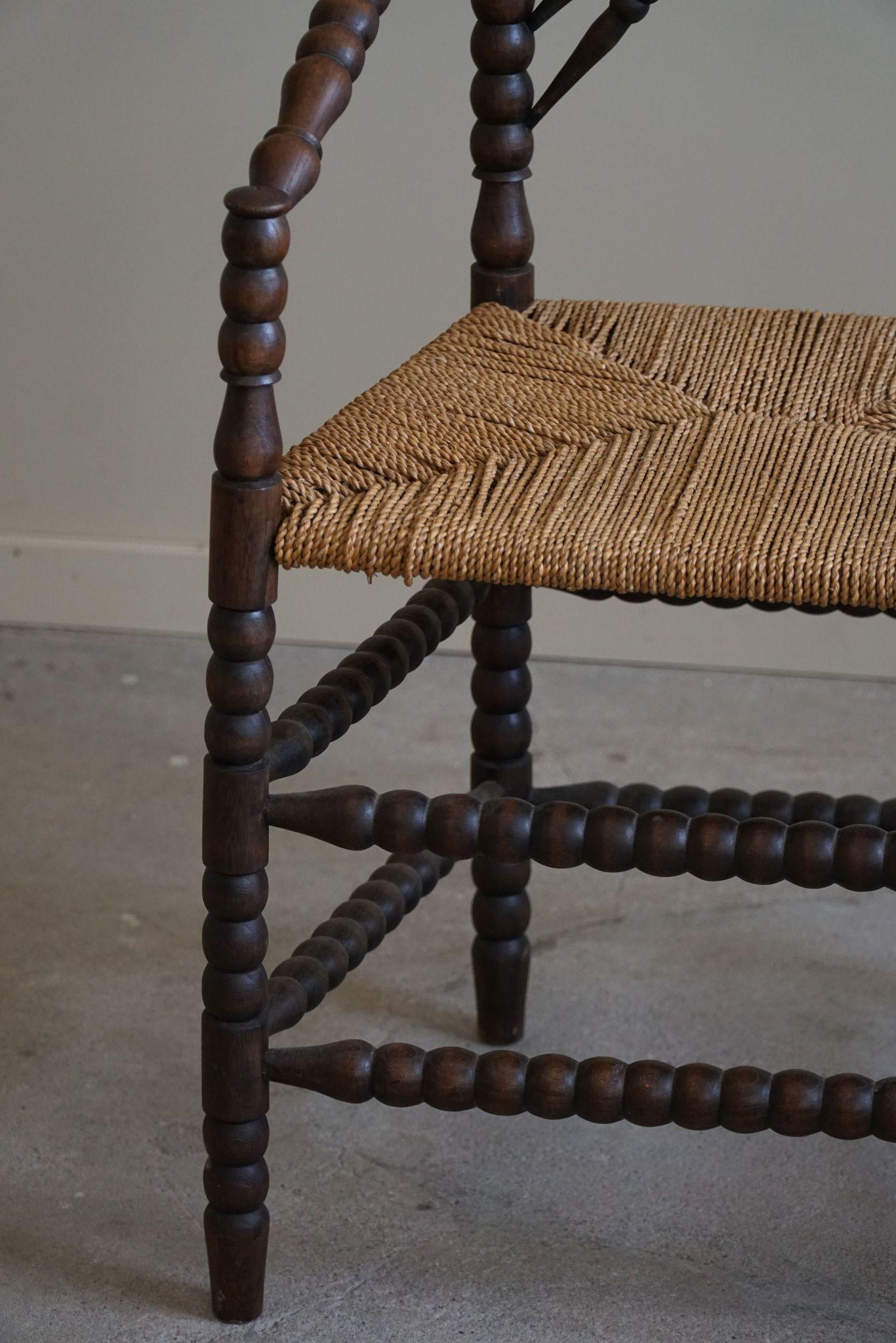 French Provincial Hand Crafted Bobbin Turned Armchair, Mid-20th Century 8