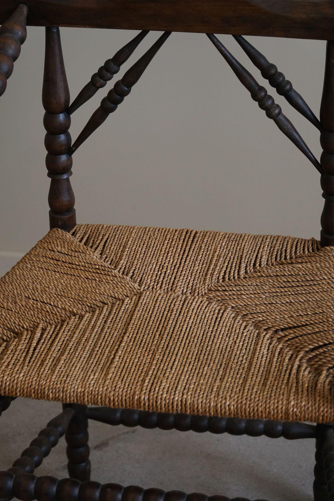 French Provincial Hand Crafted Bobbin Turned Armchair, Mid-20th Century 9