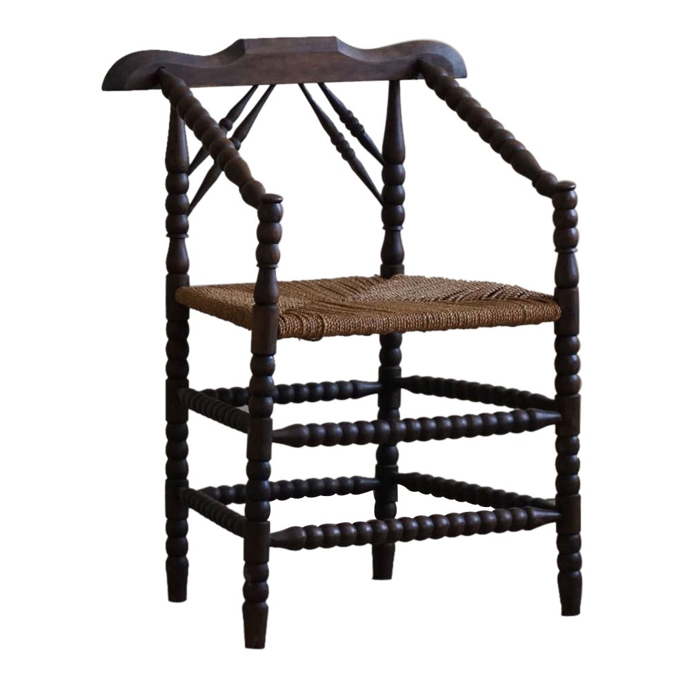 French Provincial Hand Crafted Bobbin Turned Armchair, Mid-20th Century