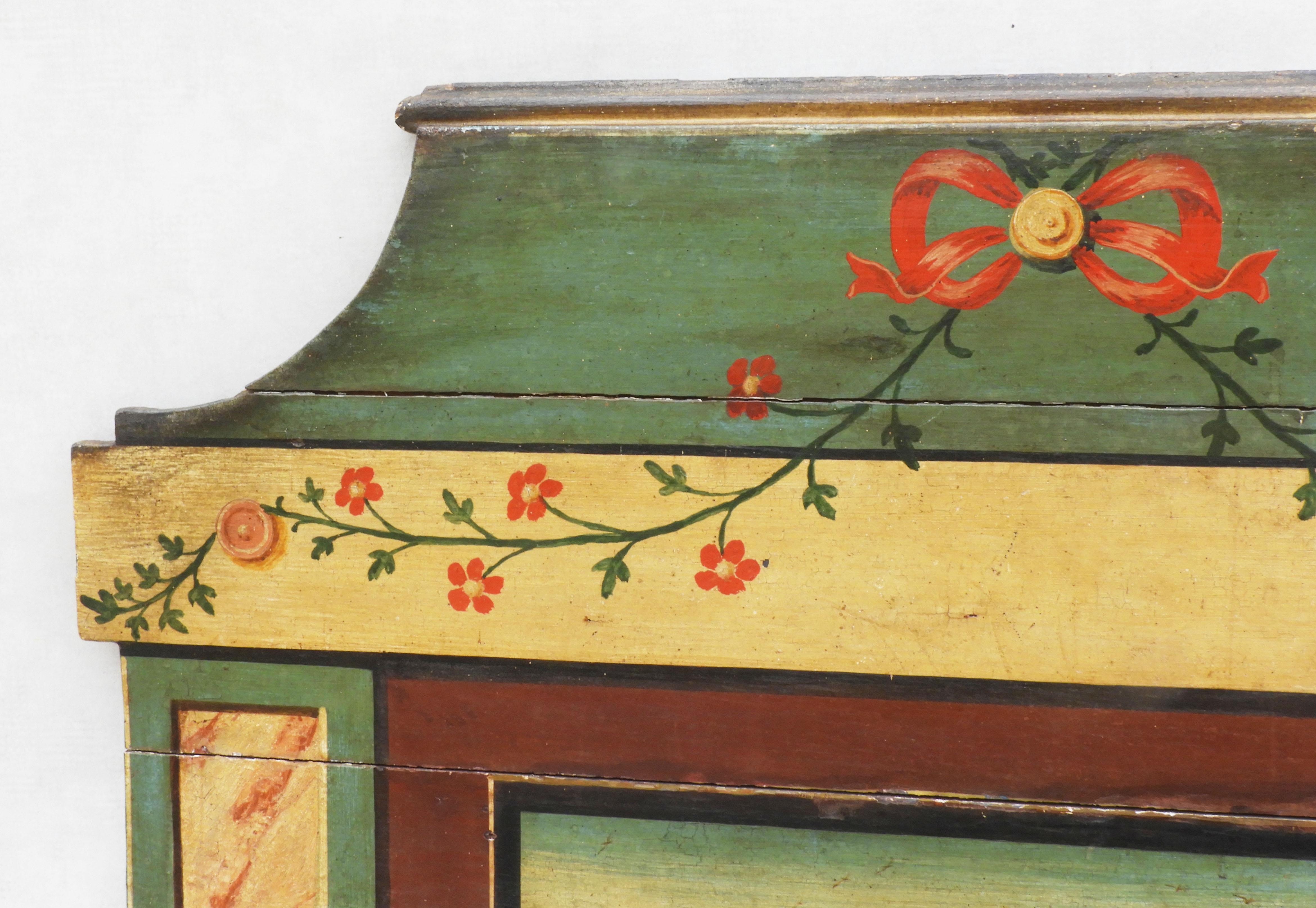 French Provincial Hand Painted Head Board Early 19th century Folk Art 1