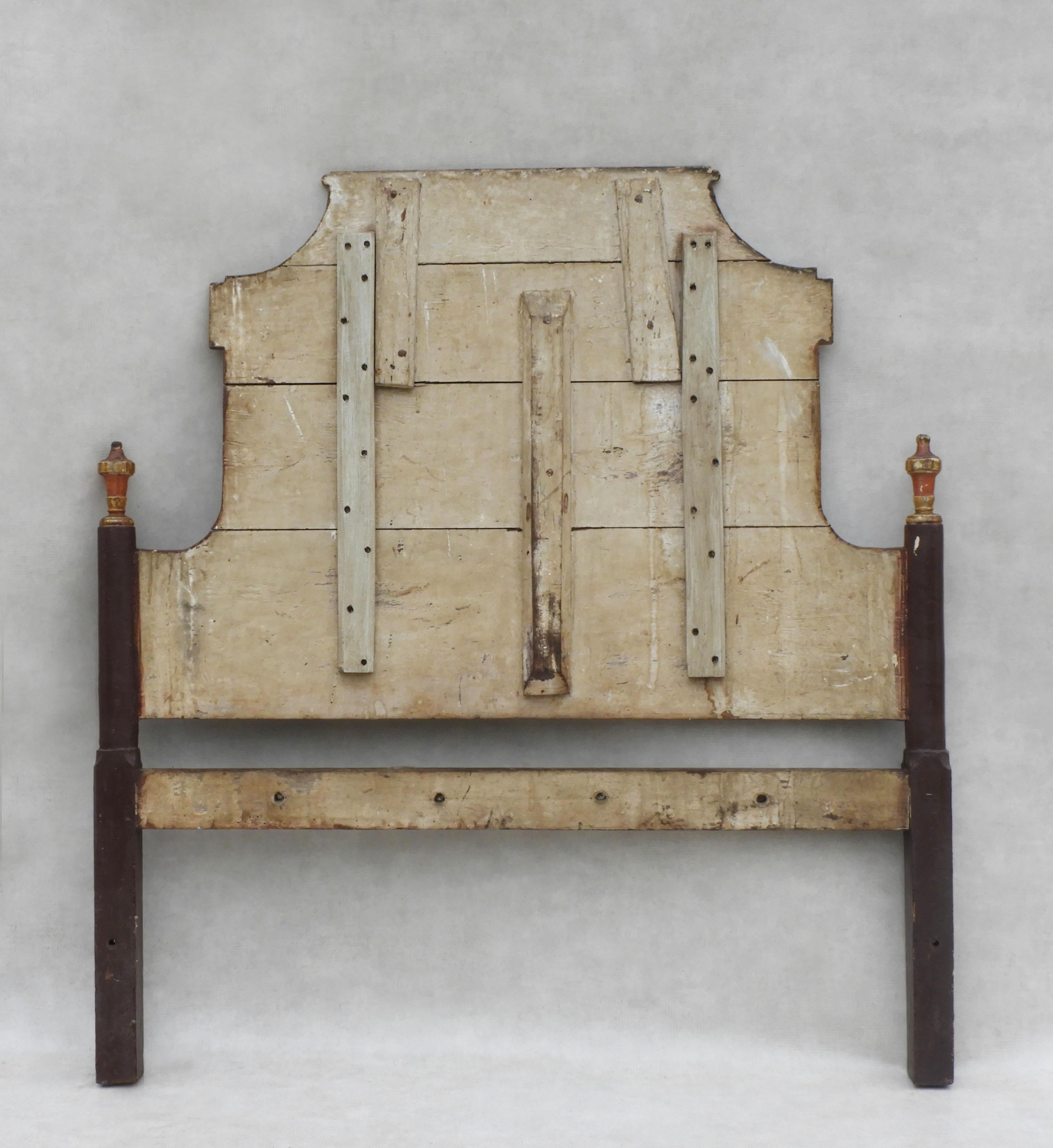 French Provincial Hand Painted Head Board Early 19th century Folk Art 3