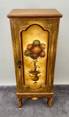 French Provincial  Hand painted One Door End Table or Nightstand