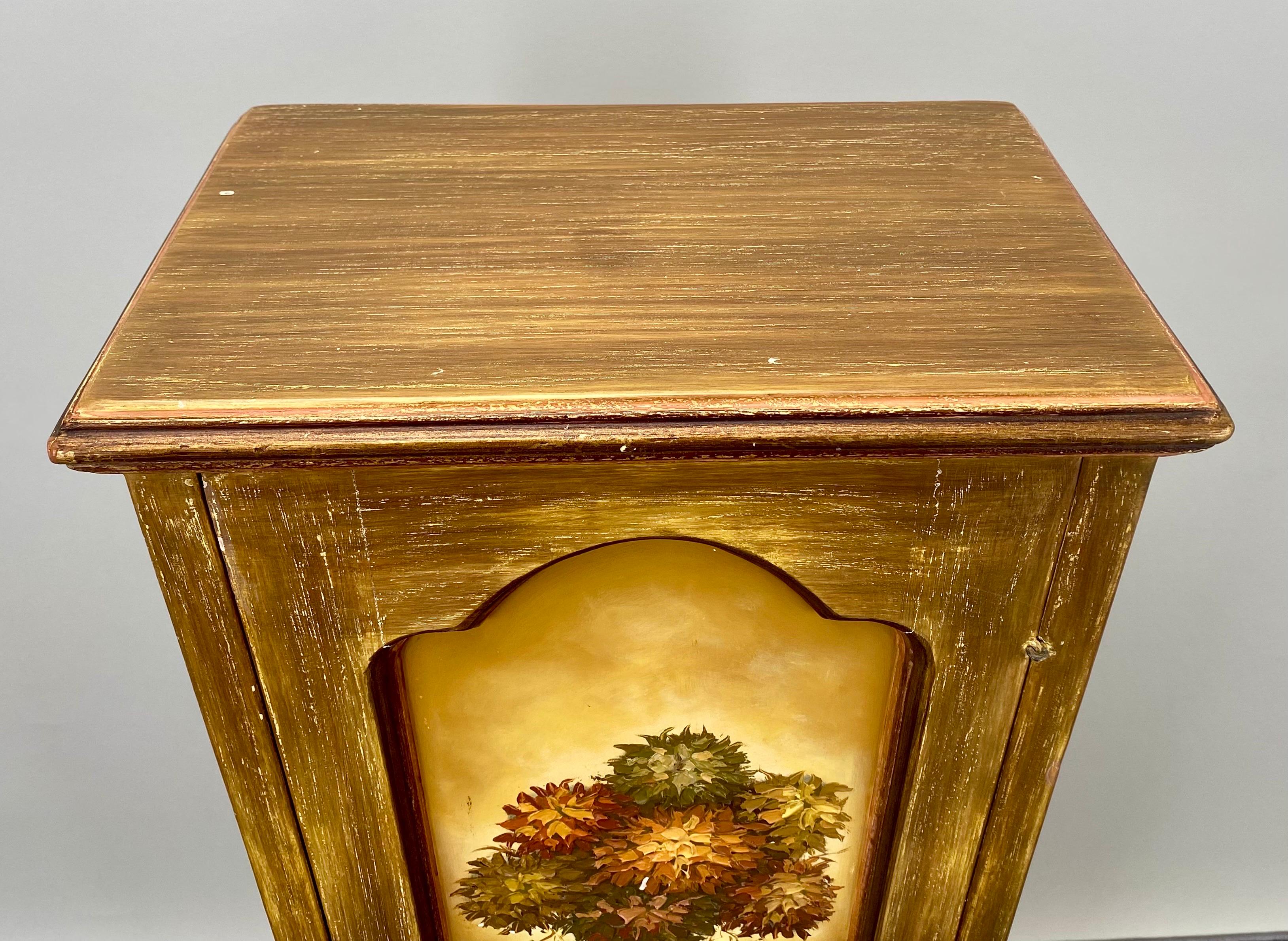 Hand-Carved French Provincial  Hand painted One Door End Table or Nightstand 