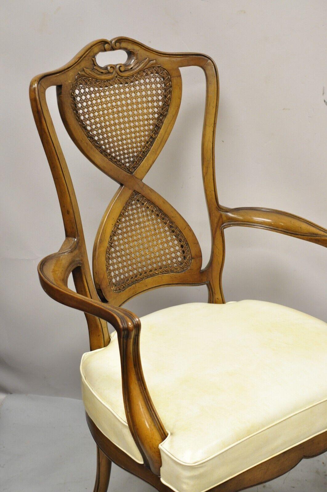French Provincial Hollywood Regency Cane Back Pretzel Twist Dining Chair, Set 8 For Sale 6