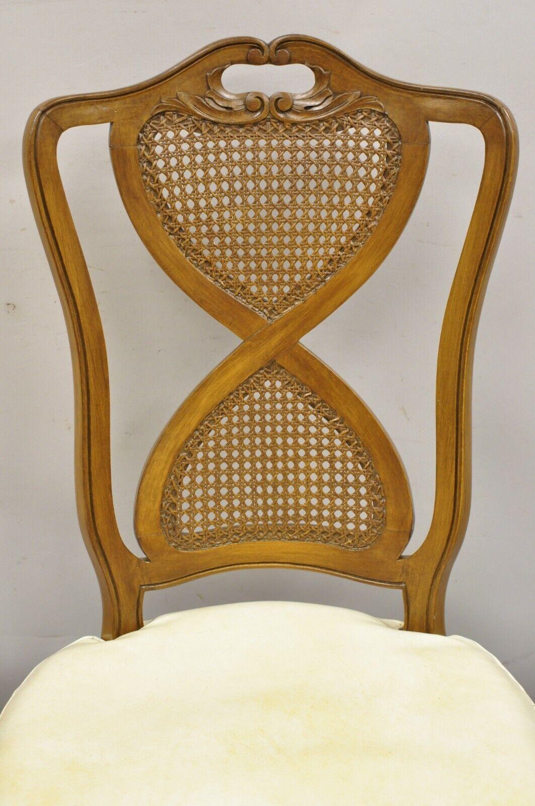 20th Century French Provincial Hollywood Regency Cane Back Pretzel Twist Dining Chair, Set 8 For Sale