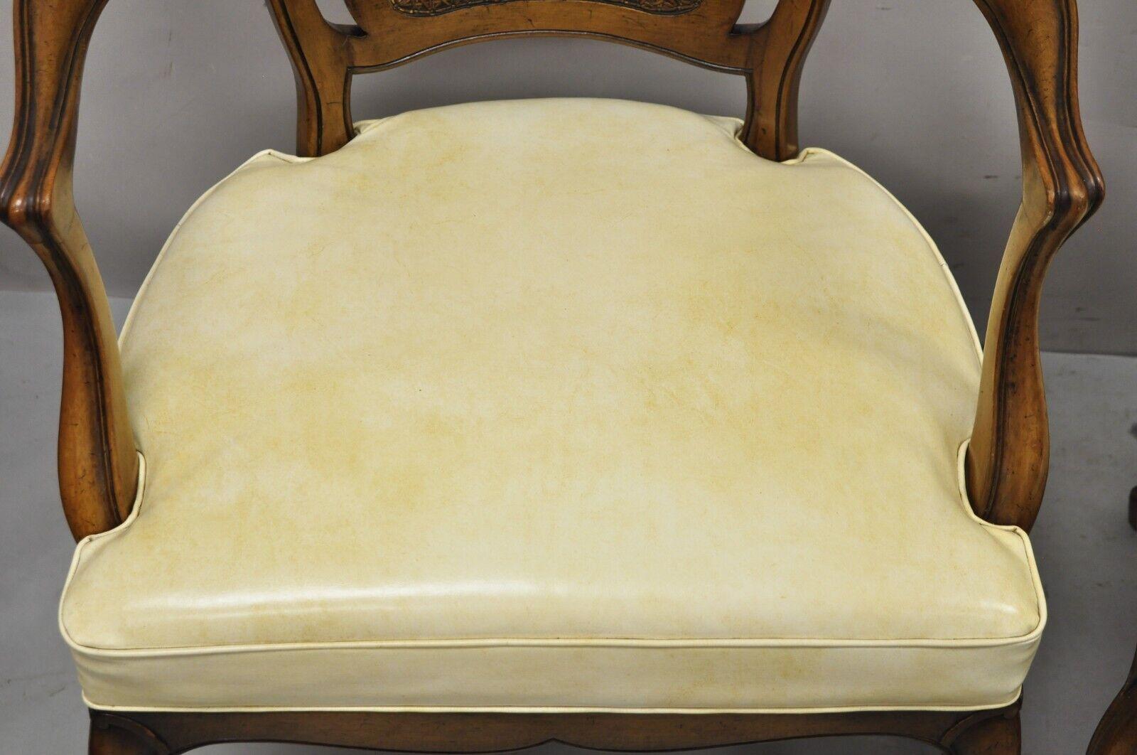 French Provincial Hollywood Regency Cane Back Pretzel Twist Dining Chair, Set 8 For Sale 1