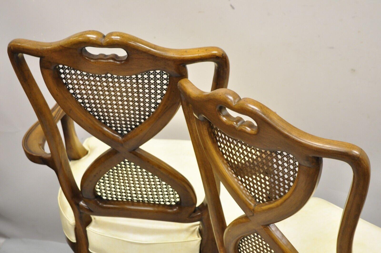 French Provincial Hollywood Regency Cane Back Pretzel Twist Dining Chair, Set 8 For Sale 3