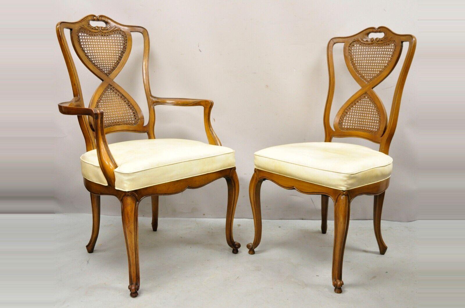 French Provincial Hollywood Regency Cane Back Pretzel Twist Dining Chair, Set 8 For Sale 4