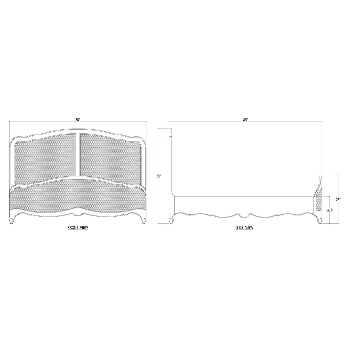 Contemporary French Provincial King Bed - Straw Wash Finish For Sale
