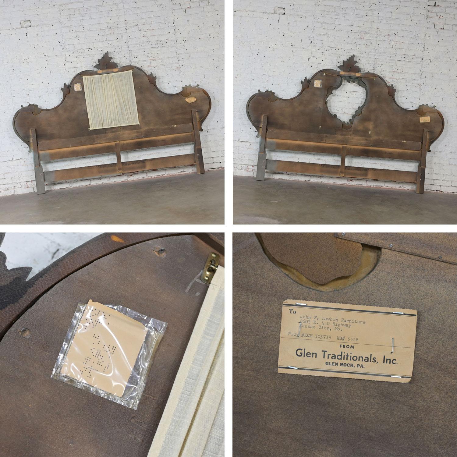 French Provincial King Headboard Powder Blue Ceruse Finish & Heavy Carved Detail For Sale 3
