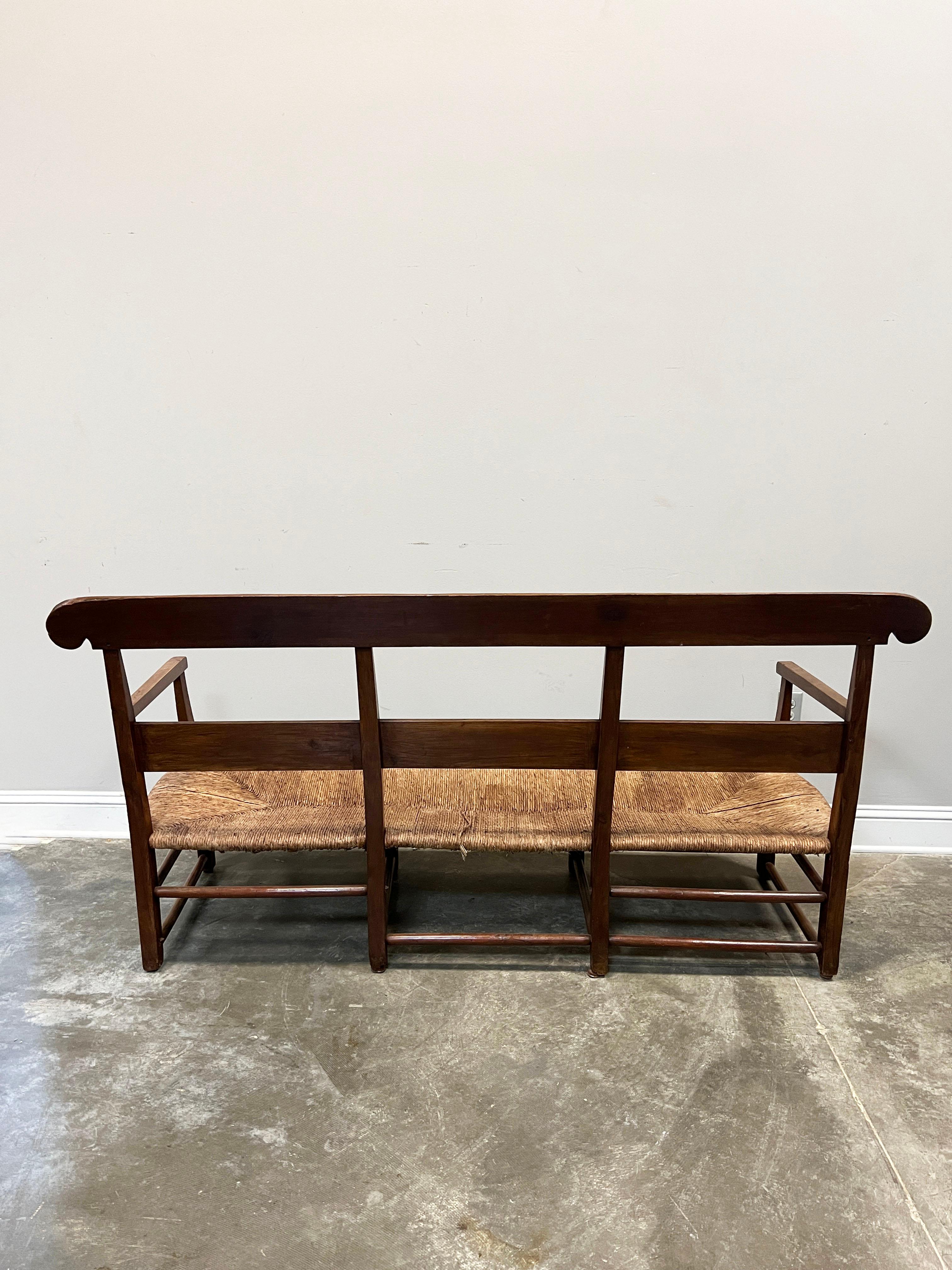 French Provincial Ladder Back Rush Seat Banquette 2