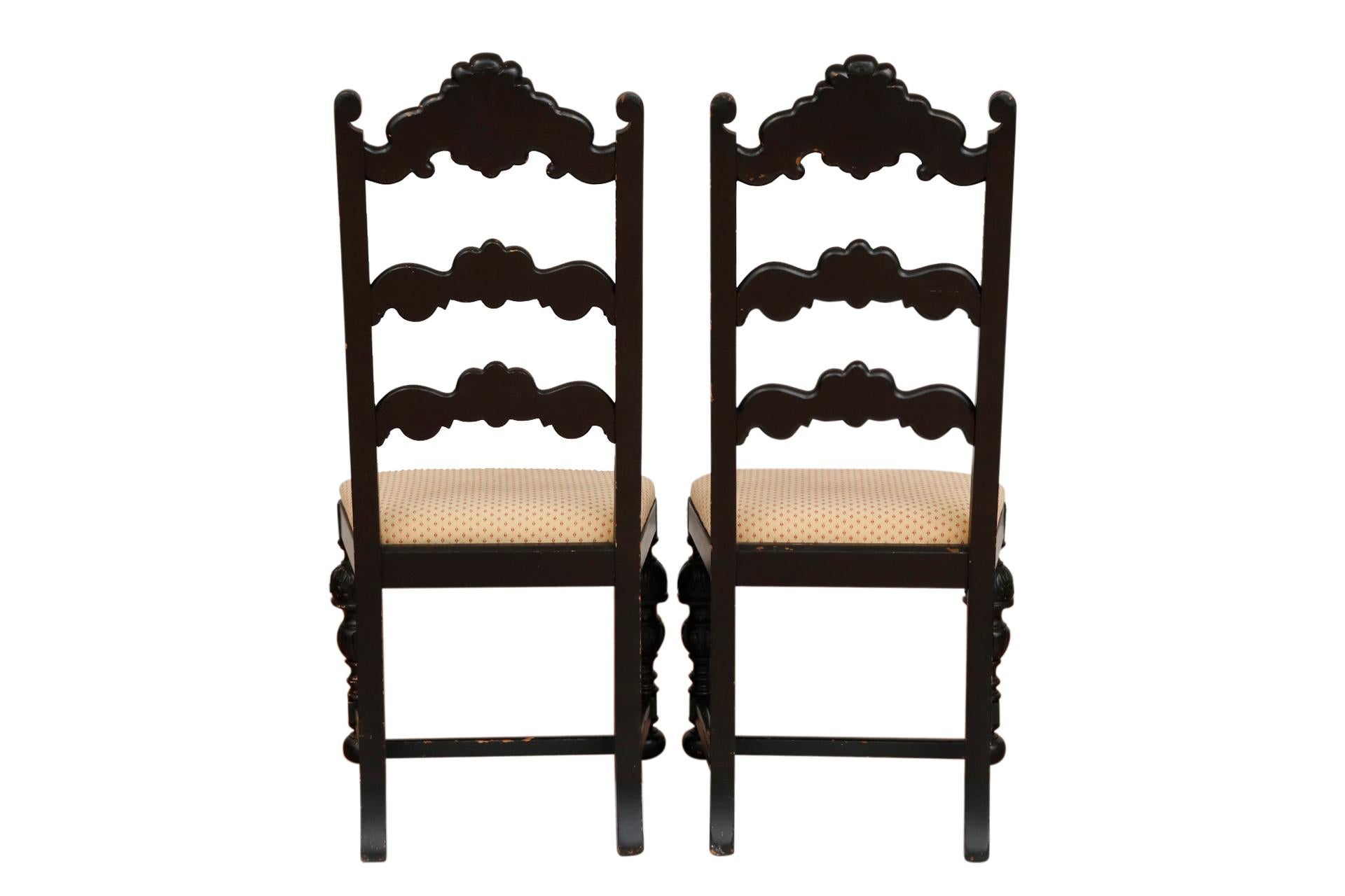 William and Mary William & Mary Ladderback Chairs - a Pair For Sale