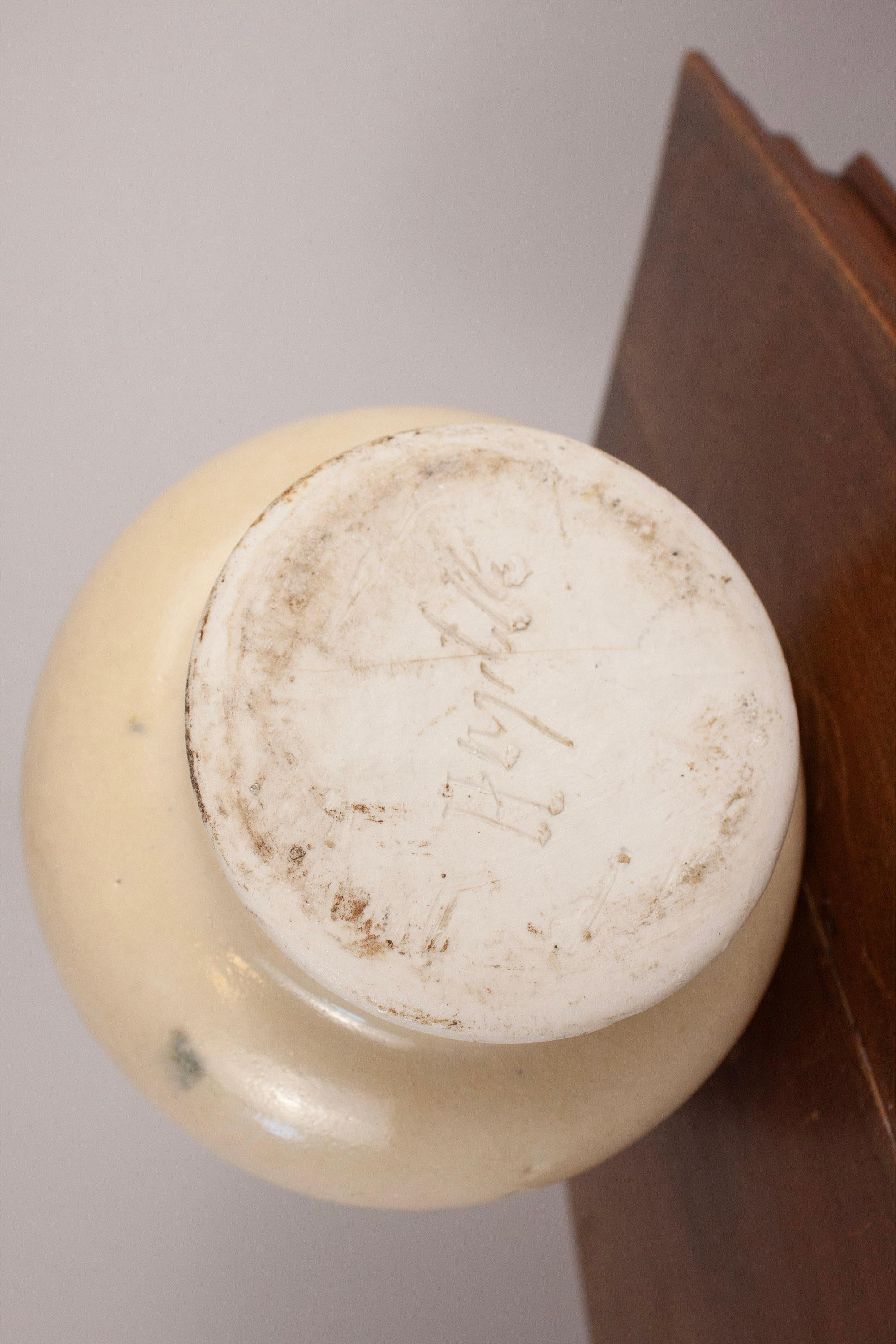 French Provincial Large Ceramic Vase with blue beige brown glaze For Sale 3