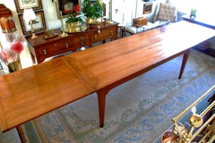 French Provincial Large Cherry Double Extending 19th Century Farmhouse Table