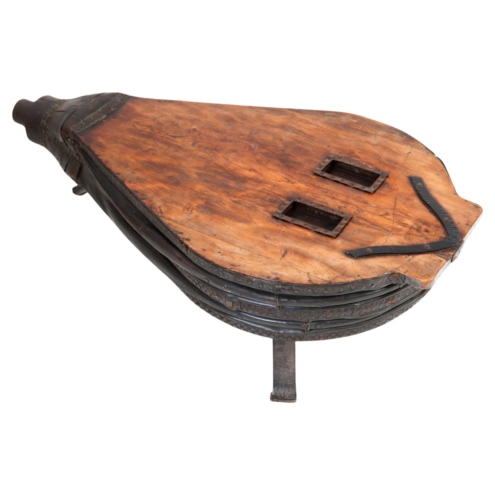  French Provincial Large Fruitwood Blacksmith Forge Bellows Coffee Table, 1860s For Sale