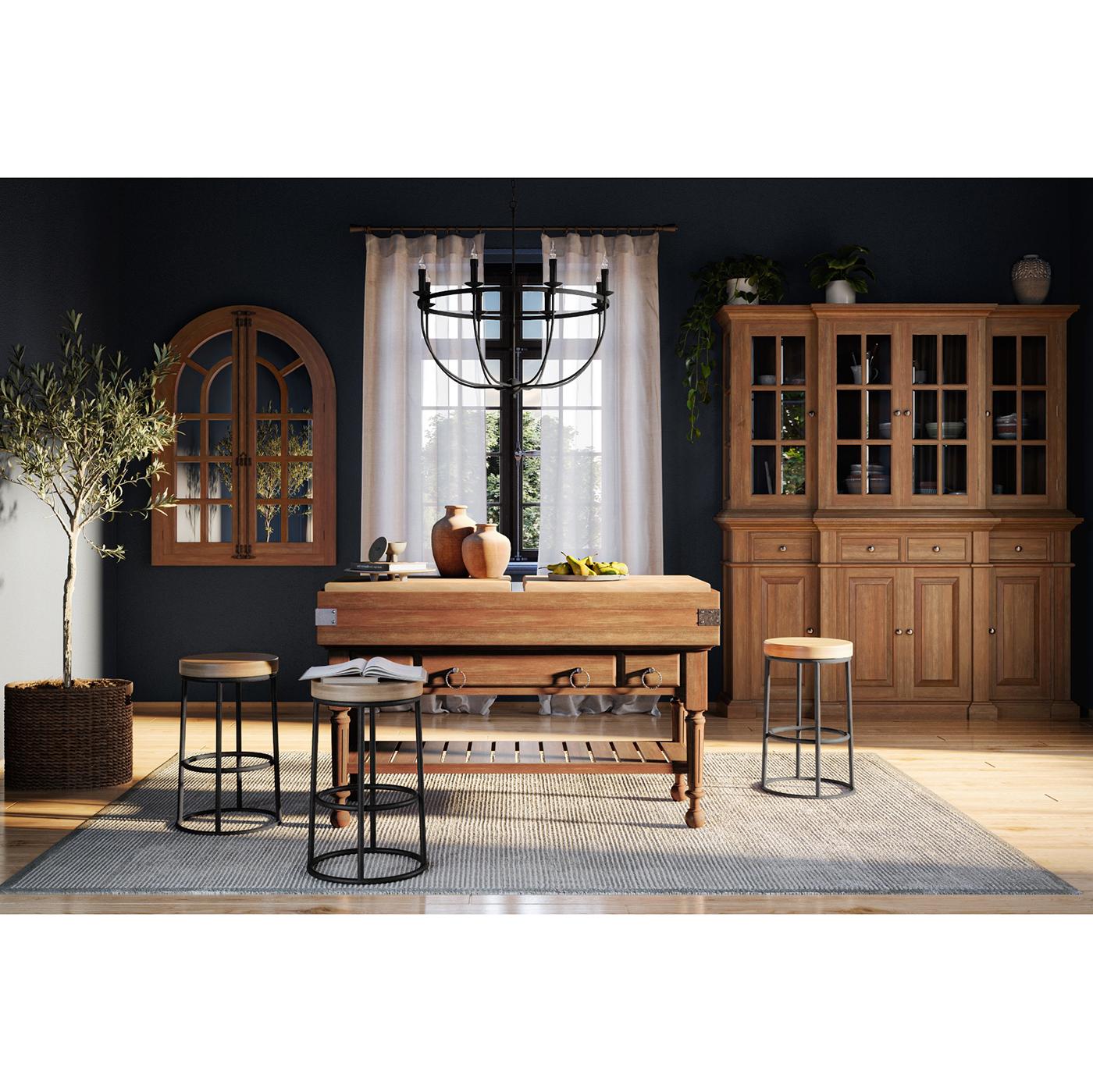 Fabriquée en bois massif et finie dans un riche coloris paille, cette pièce apporte une touche d'élégance classique à n'importe quelle cuisine. Sa construction robuste et ses nombreux rangements en font un complément à la fois pratique et élégant