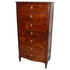 French Provincial Late 18th Century Walnut Semainier With Paneled Sides