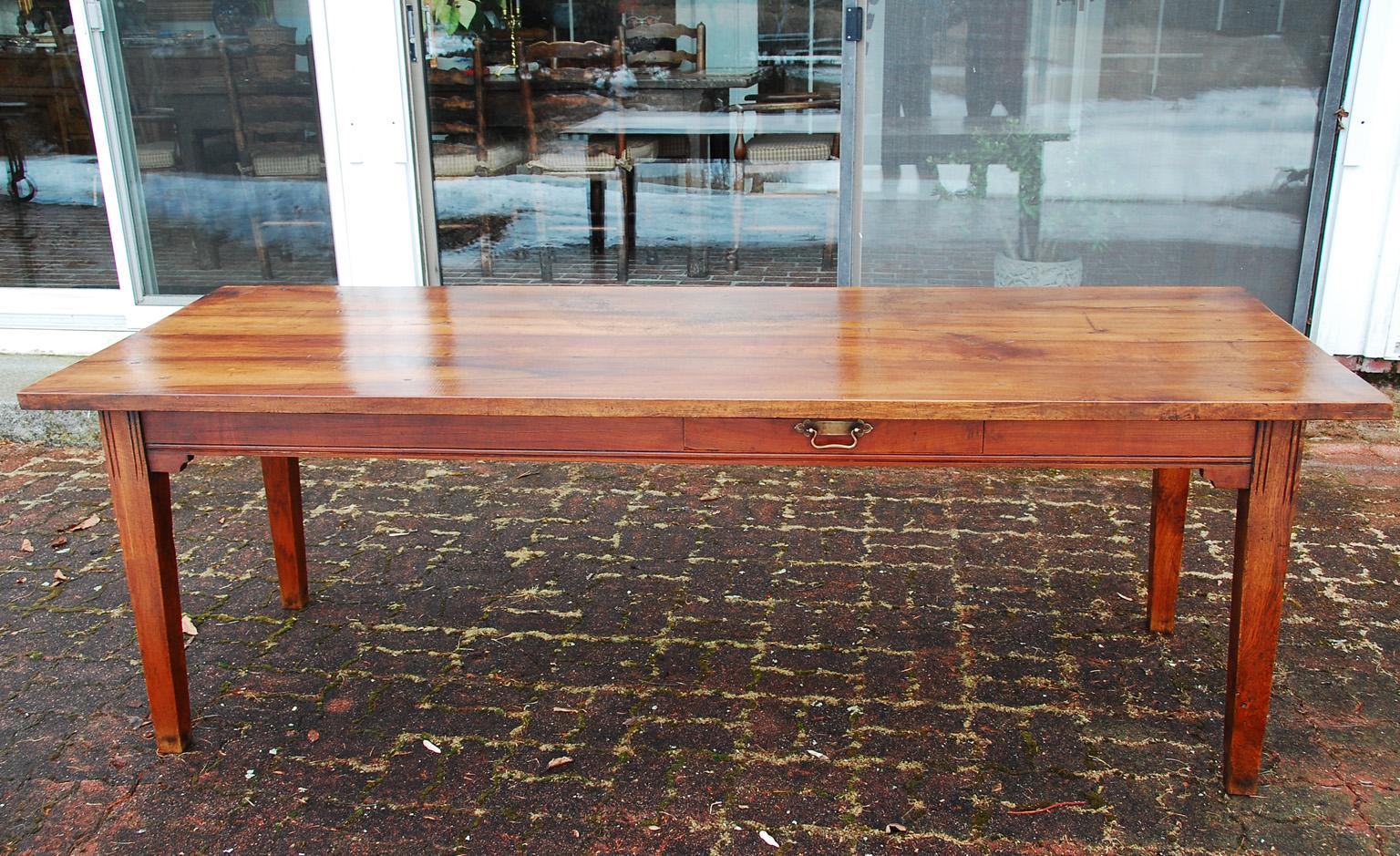Country French Provincial Late 19th Century Farmhouse Table in Walnut and Oak