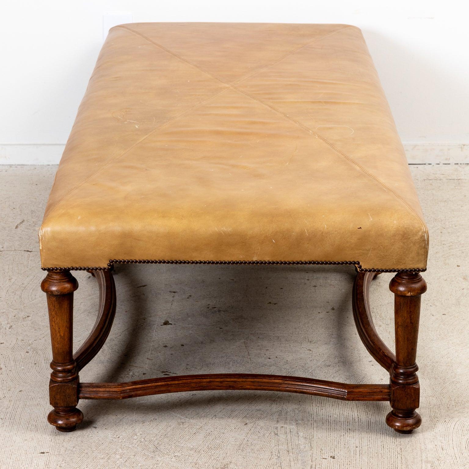 French Provincial Leather Bench For Sale at 1stDibs