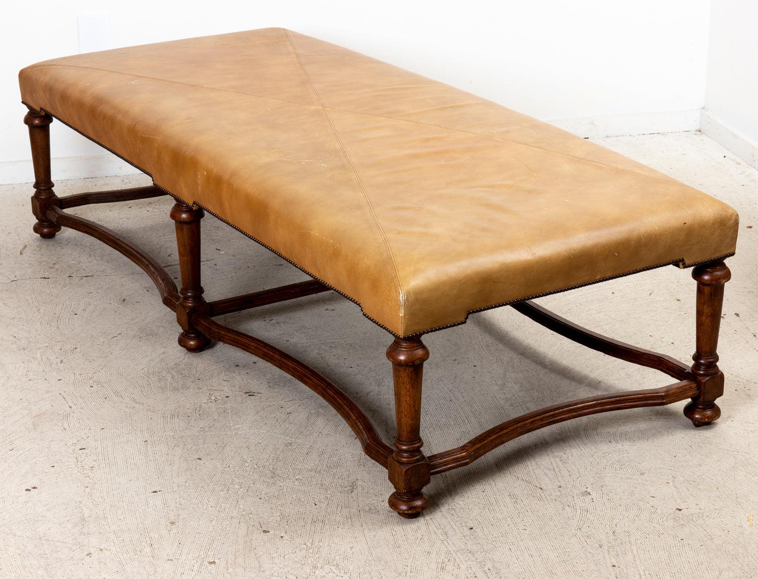 French Provincial Leather Bench For Sale at 1stDibs