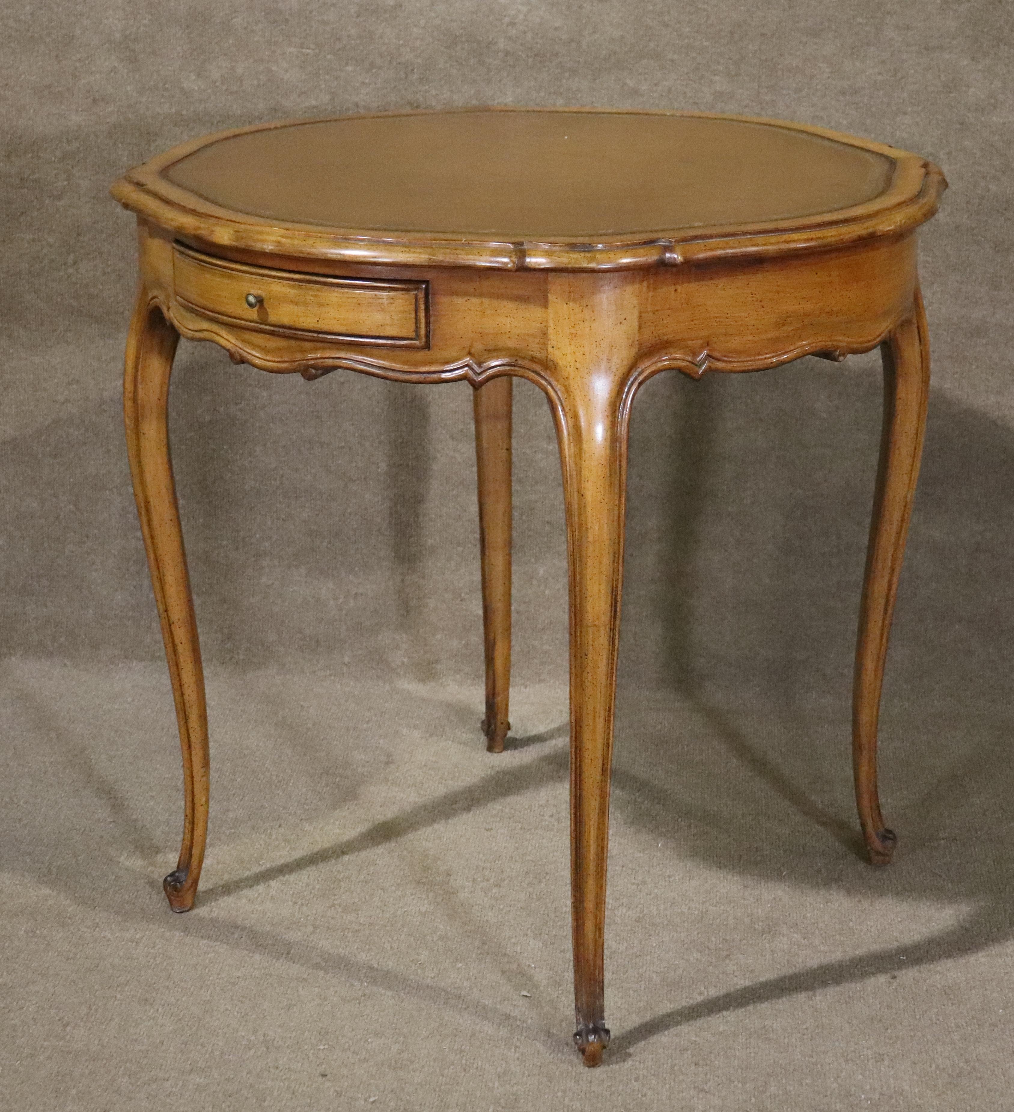 French Provincial Leather Top Table For Sale 1