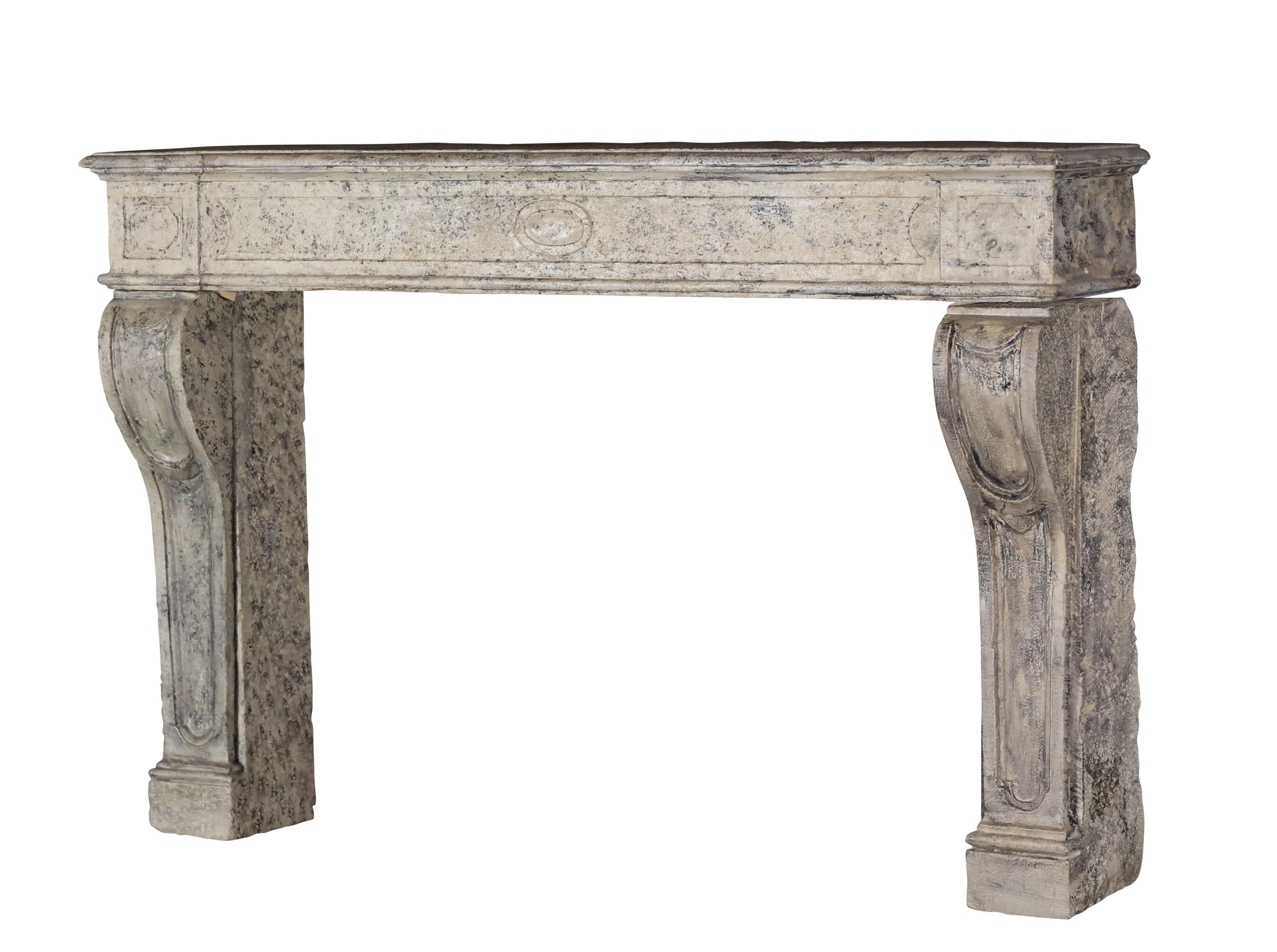Cheminée provinciale française en pierre calcaire pour un décor Timeless en vente 4