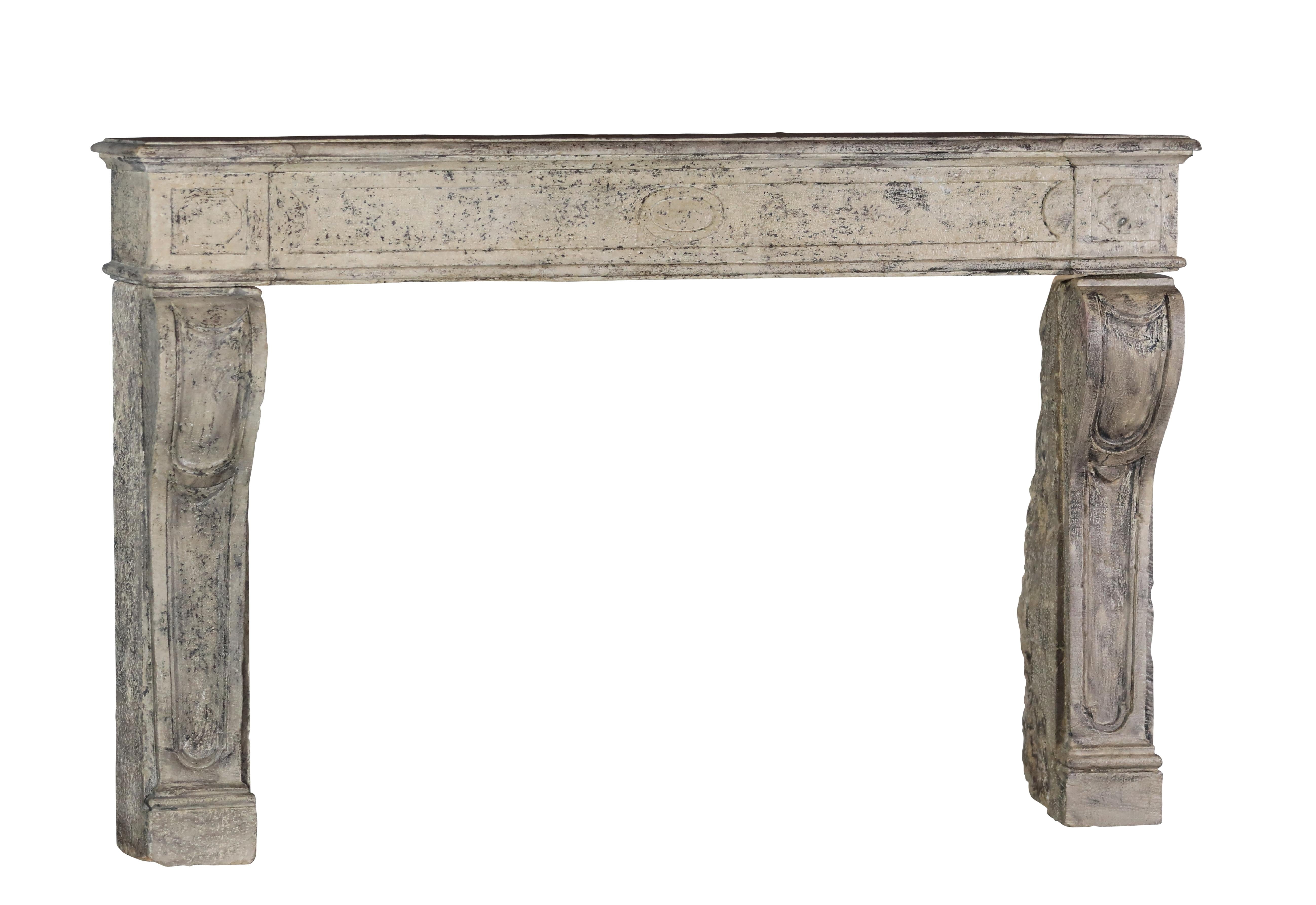 Cheminée provinciale française en pierre calcaire pour un décor Timeless en vente 5