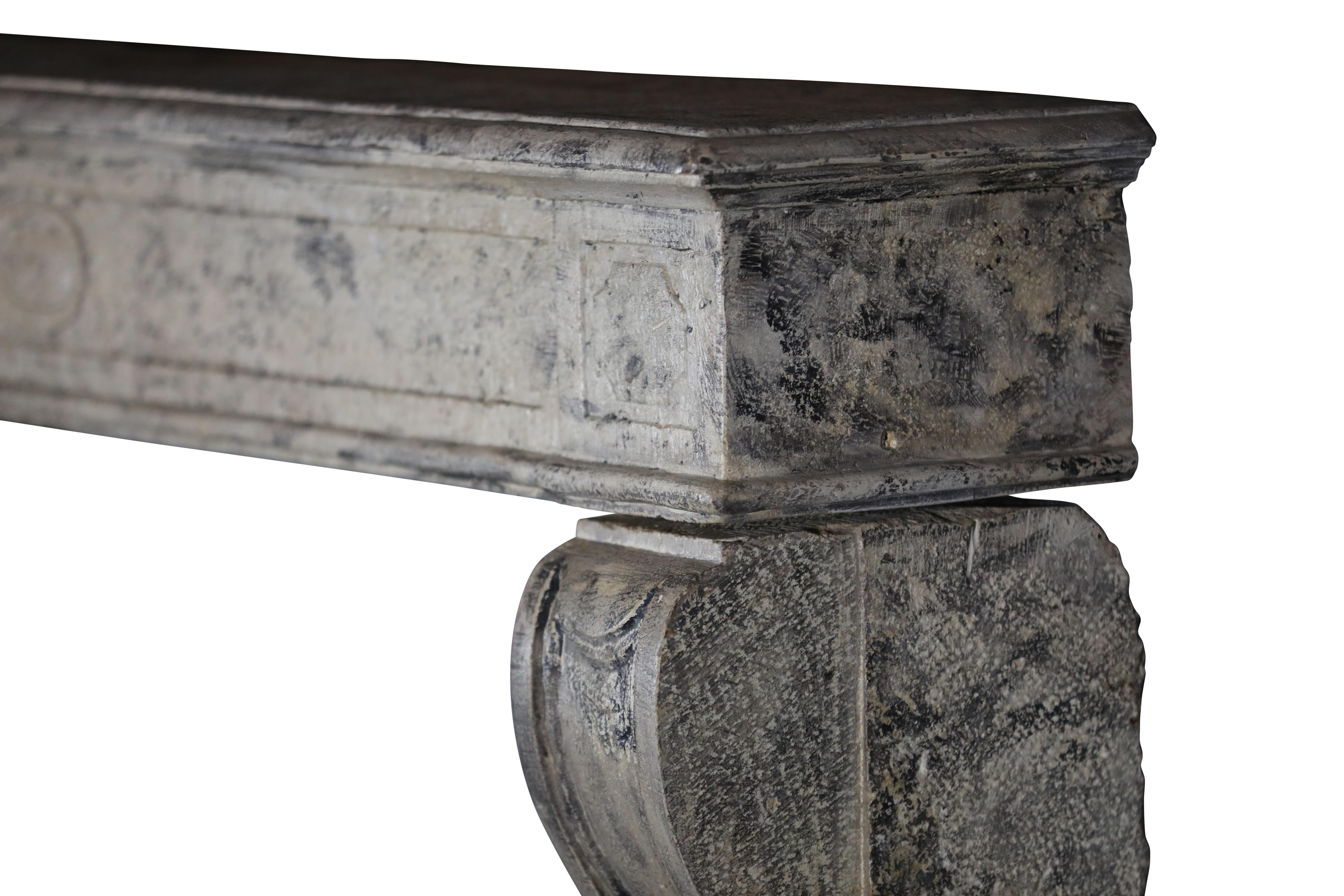 Cheminée provinciale française en pierre calcaire pour un décor Timeless en vente 1