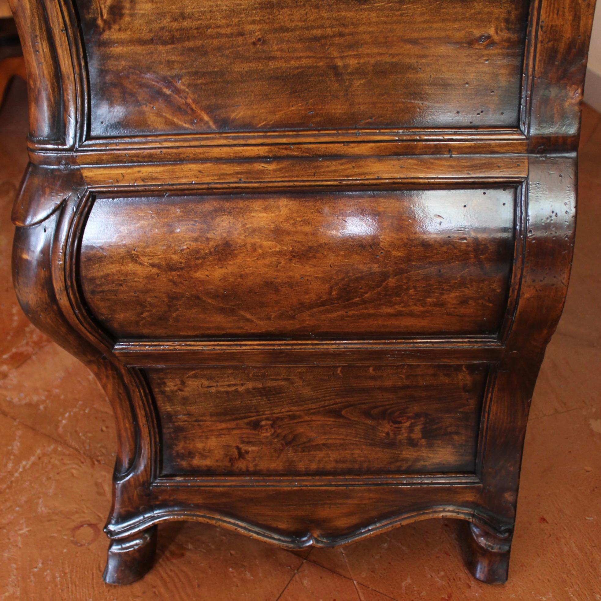 20th Century French Provincial Louis LXV Style Bombé Commode With Fine Hardware For Sale