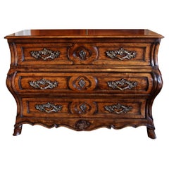 French Provincial Louis LXV Style Bombé Commode With Fine Hardware