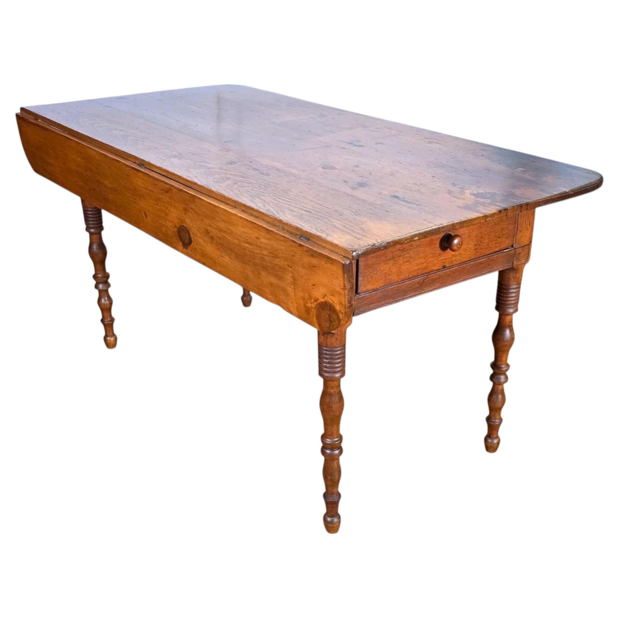 French Provincial Louis Philippe Period Fruitwood Drop-Leaf Table