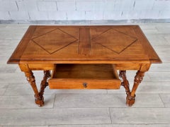 French Provincial Louis XIV Style Carved Walnut Writing Desk or Accent Table