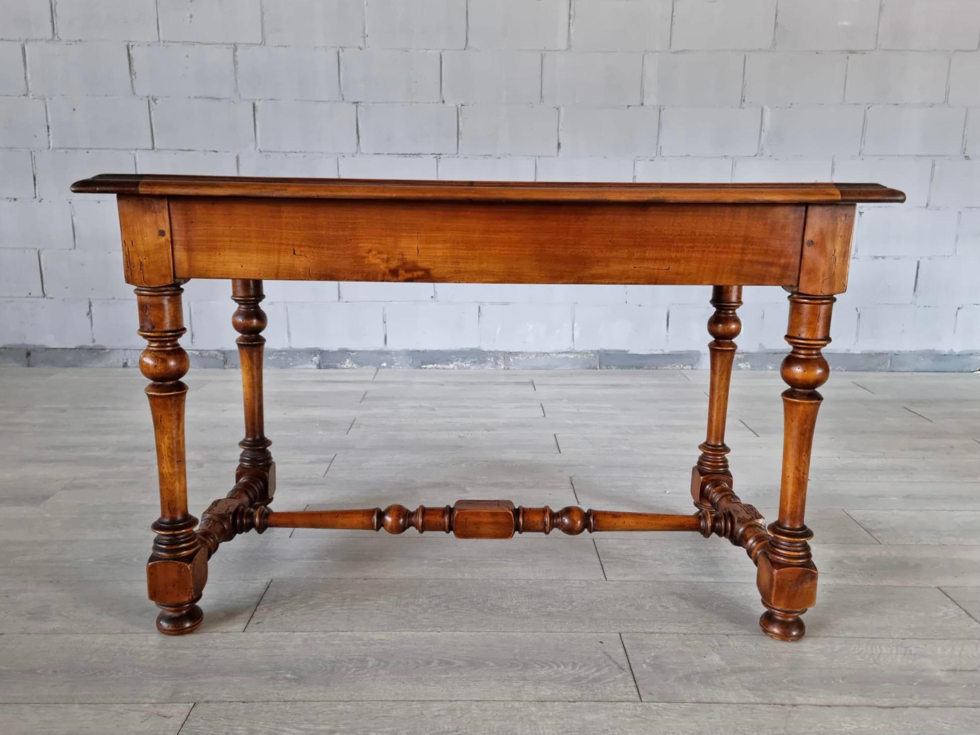 French Provincial Louis XIV Style Carved Walnut Writing Desk or Accent Table For Sale 5