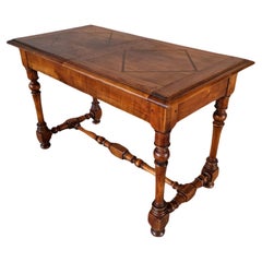 Used French Provincial Louis XIV Style Carved Walnut Writing Desk or Accent Table