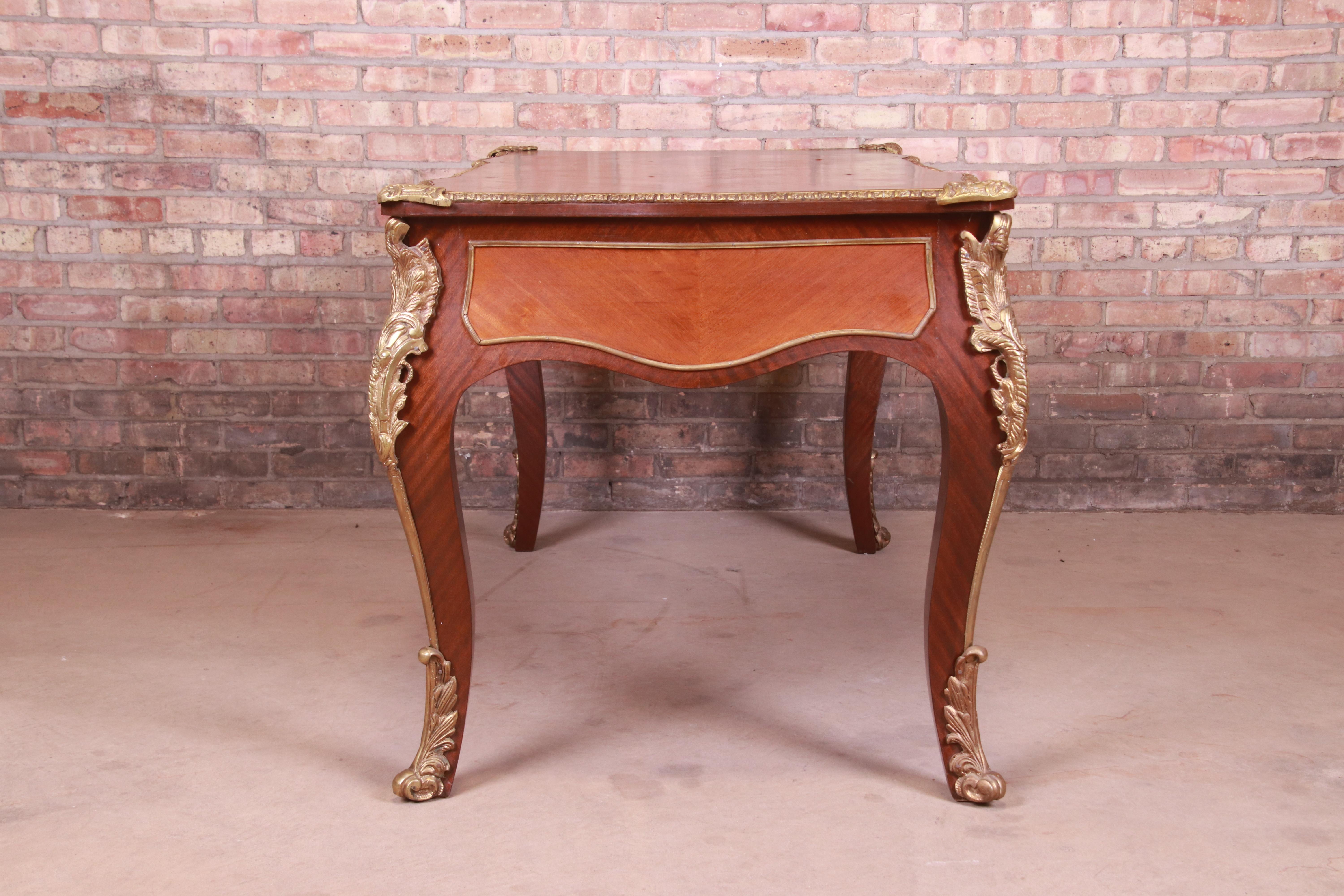 French Provincial Louis XV Bureau Plat Desk with Mounted Ormolu 12