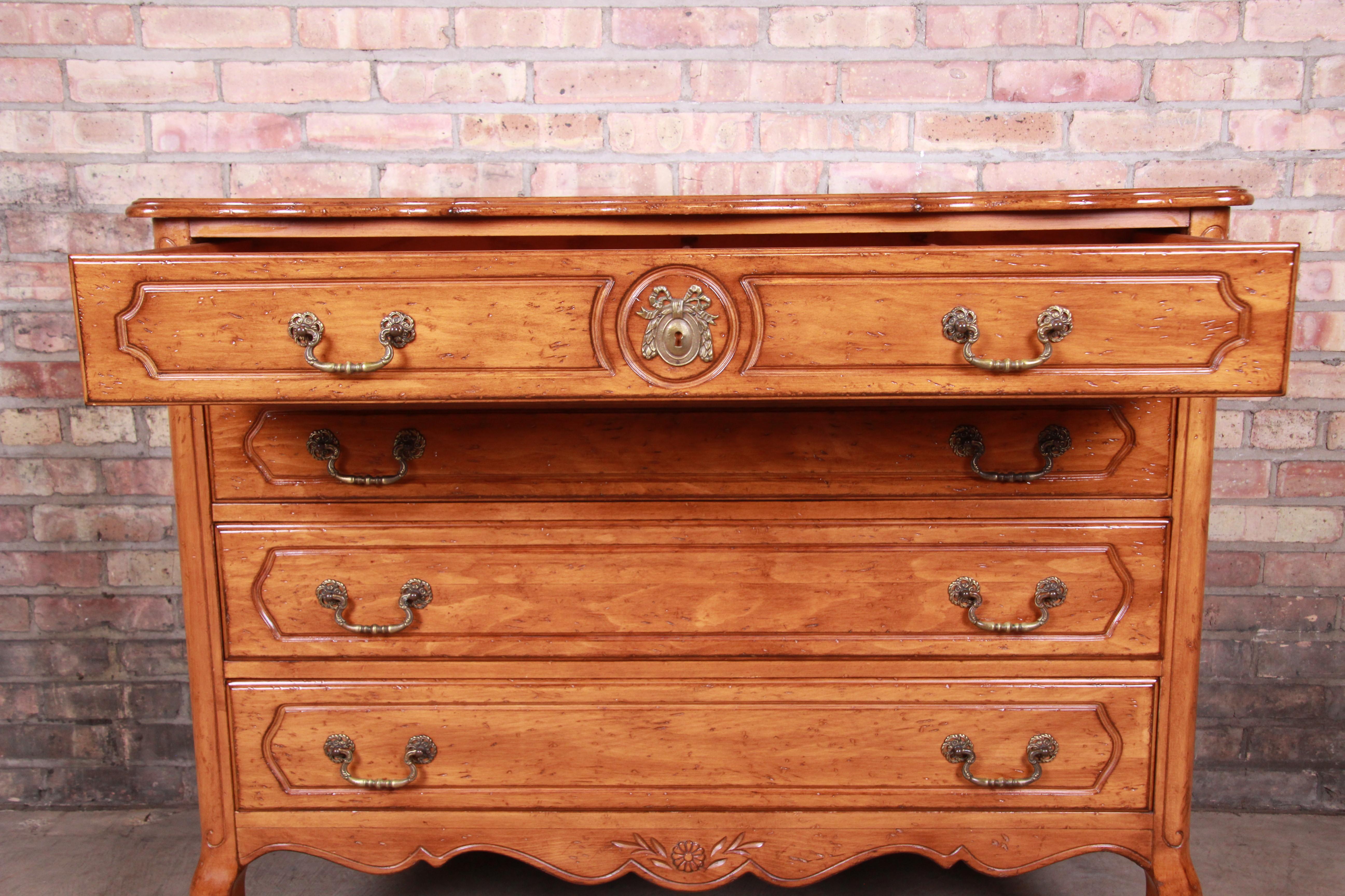 French Provincial Louis XV Carved Fruitwood Four-Drawer Dresser Chest 7