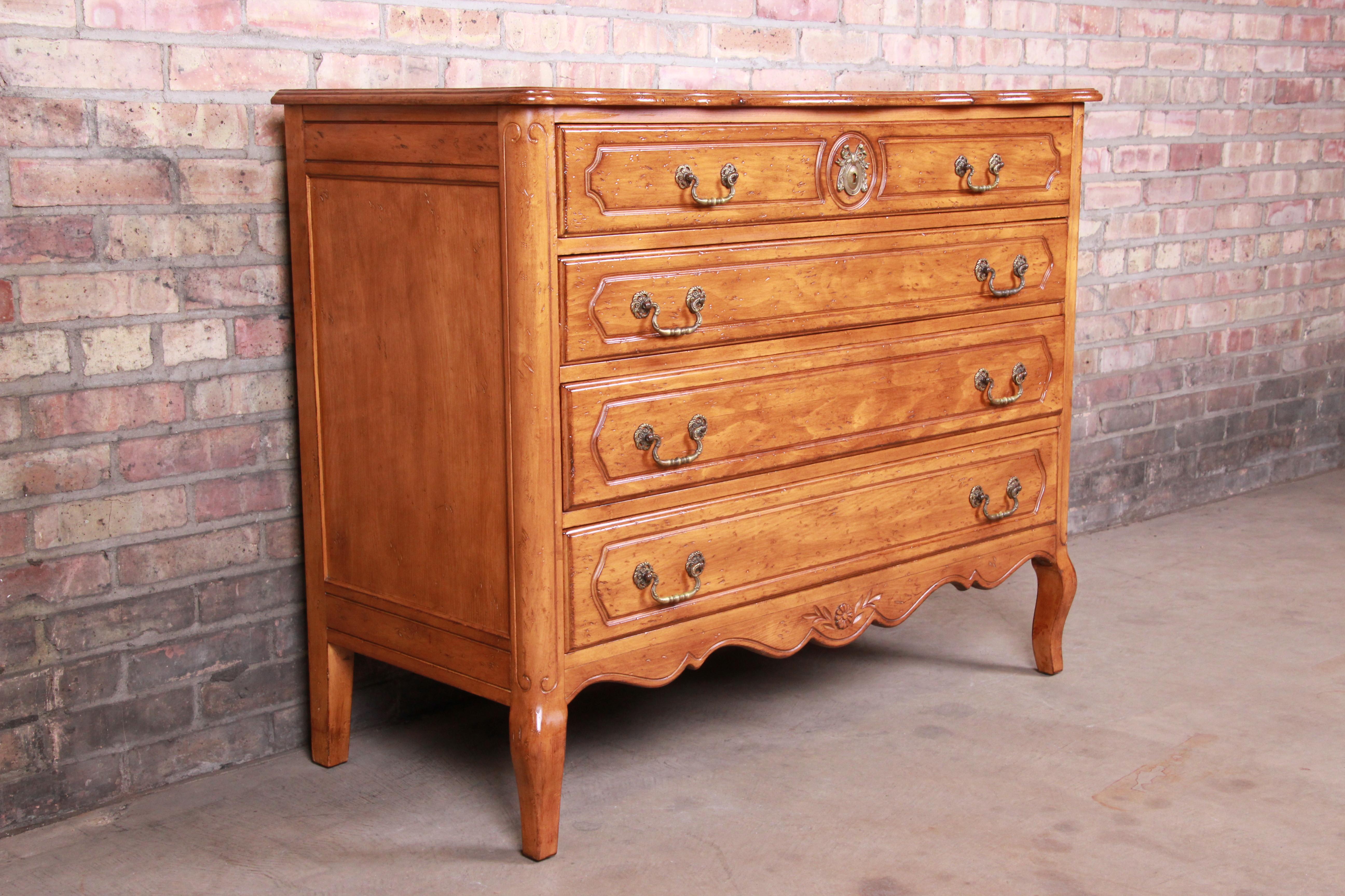 French Provincial Louis XV Carved Fruitwood Four-Drawer Dresser Chest 2