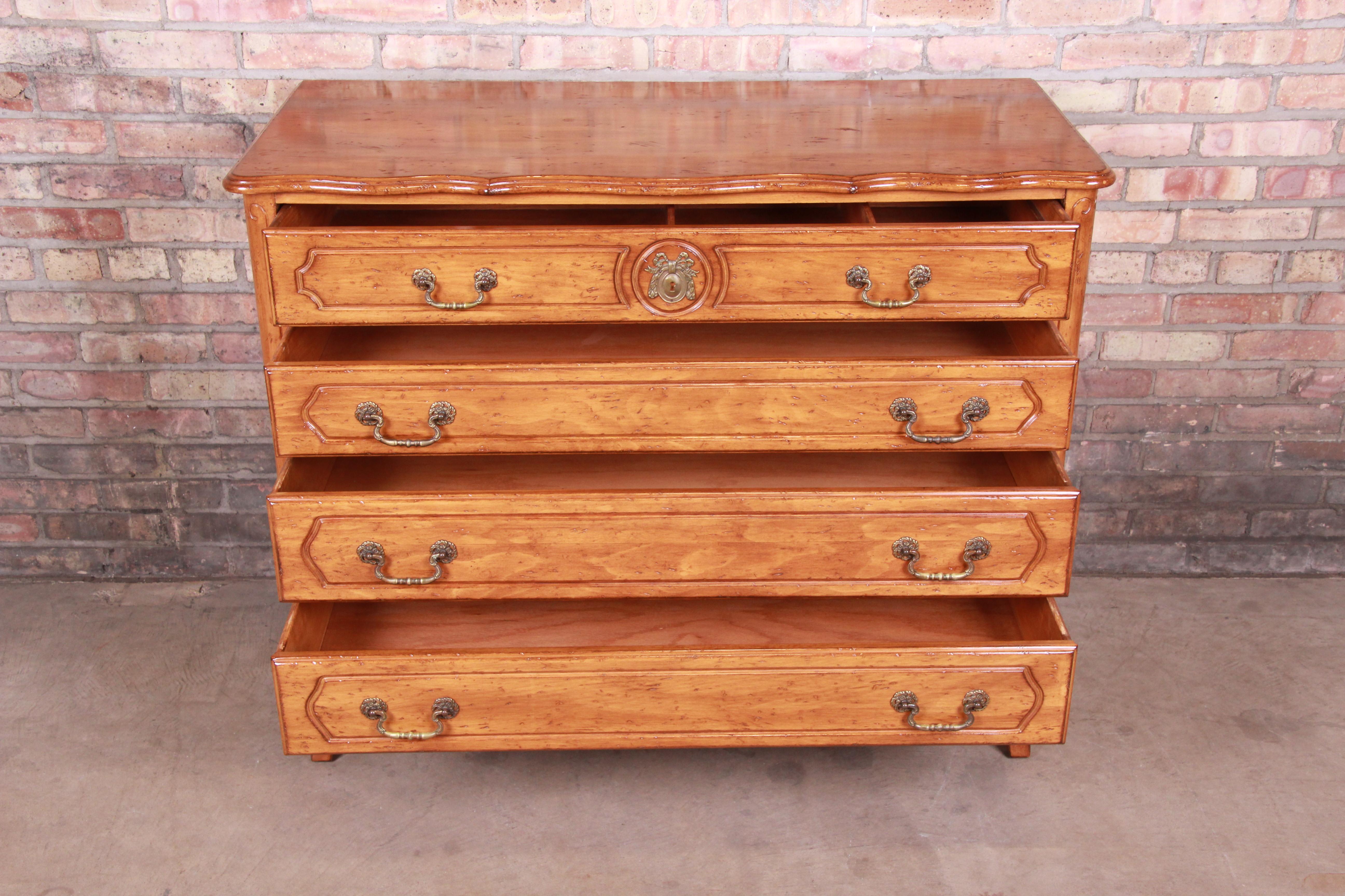 French Provincial Louis XV Carved Fruitwood Four-Drawer Dresser Chest 4