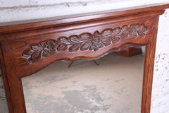 French Provincial Louis XV Carved Oak Framed Wall Mirror by Hickory