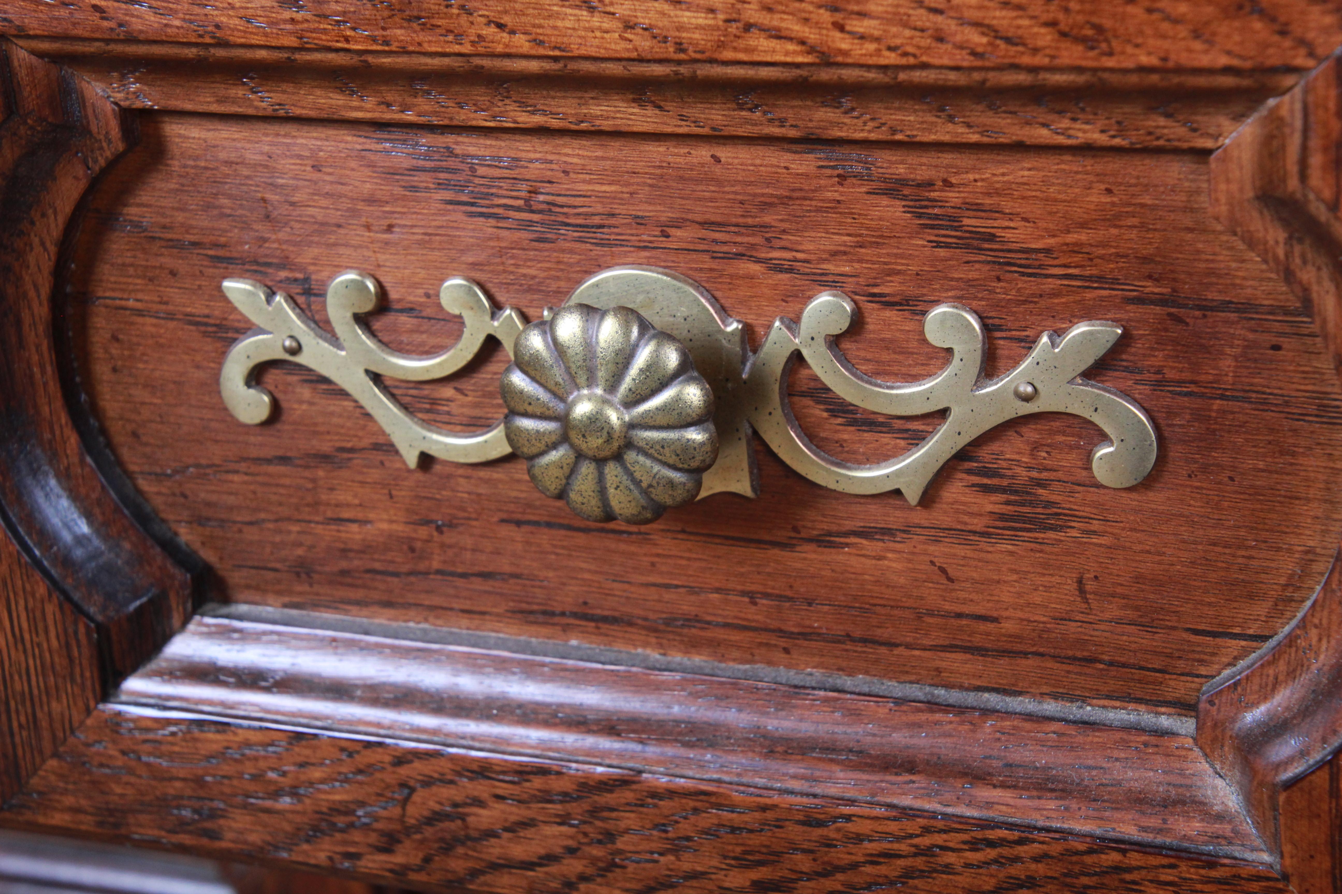 French Provincial Louis XV Carved Oak Triple Dresser or Credenza by Hickory 9