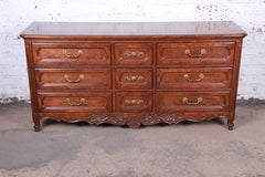 French Provincial Louis XV Carved Oak Triple Dresser or Credenza by Hickory